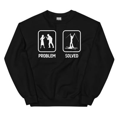 Problem Solved - Frau Skifahren - (SK) - Unisex Crew Neck Sweatshirt | Gildan 18000 xxx yyy zzz Black