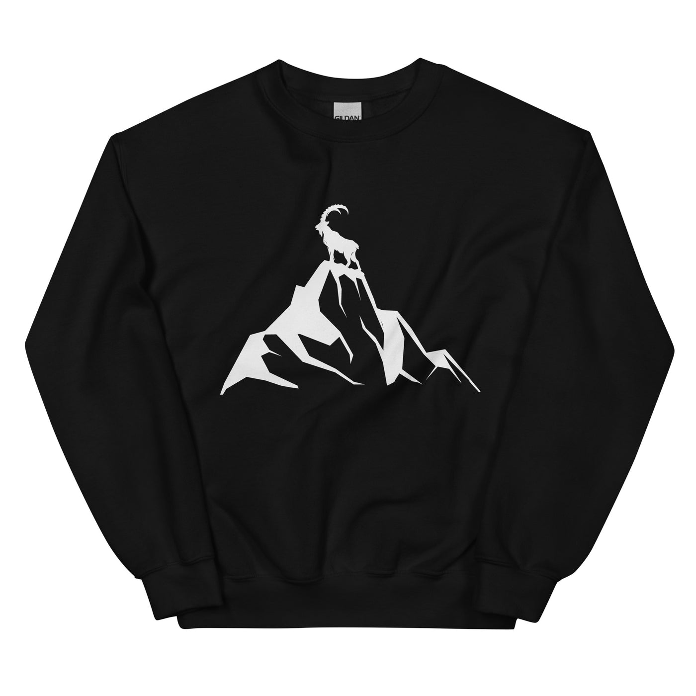 Steinbock_am_Berg_-_(B.W) - Unisex Crew Neck Sweatshirt | Gildan 18000 wandern xxx yyy zzz Black