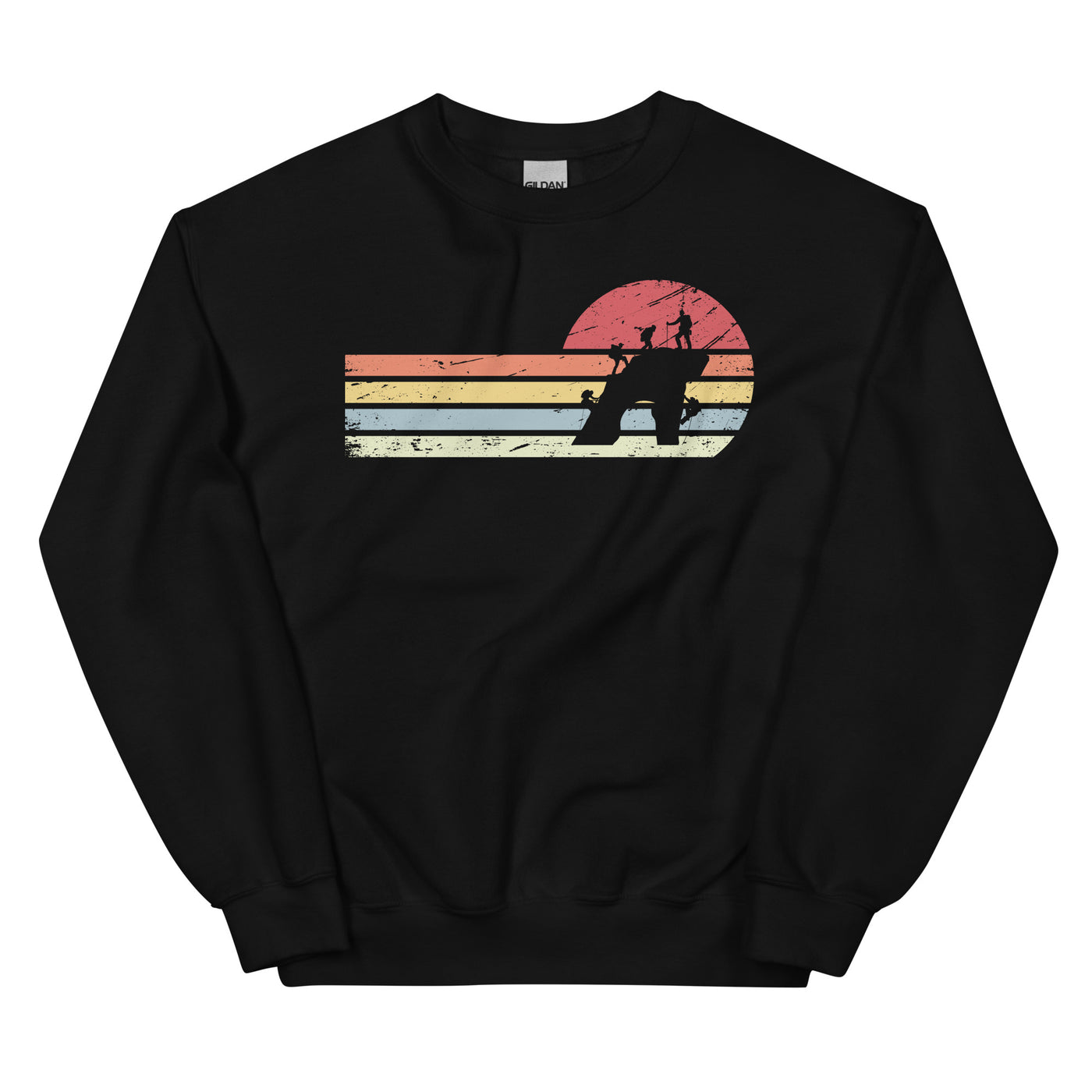 Sonne und Retro Linies - Klettern - (K) - Unisex Crew Neck Sweatshirt | Gildan 18000 xxx yyy zzz Black