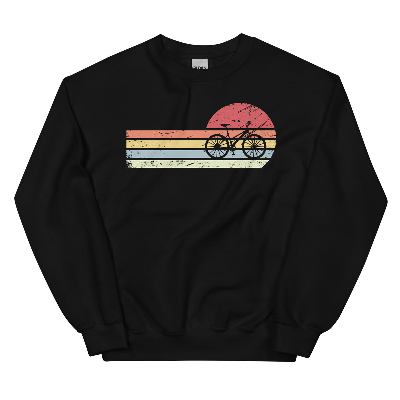 Sonne und Retro Linies - Radfahren - (F) - Unisex Crew Neck Sweatshirt | Gildan 18000 xxx yyy zzz Black