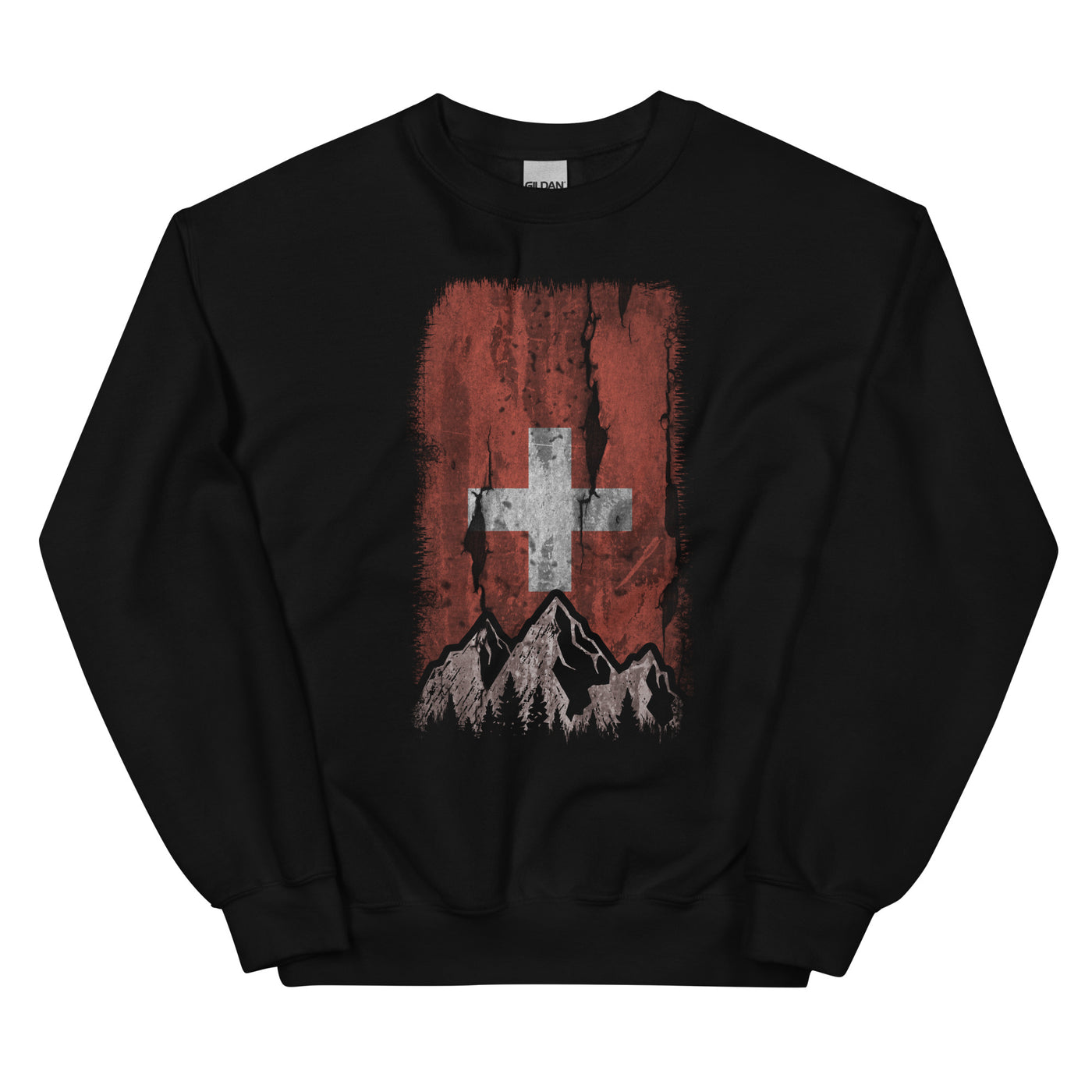 Schweizer Flagge und Berge - Sweatshirt (Unisex) berge xxx yyy zzz Black