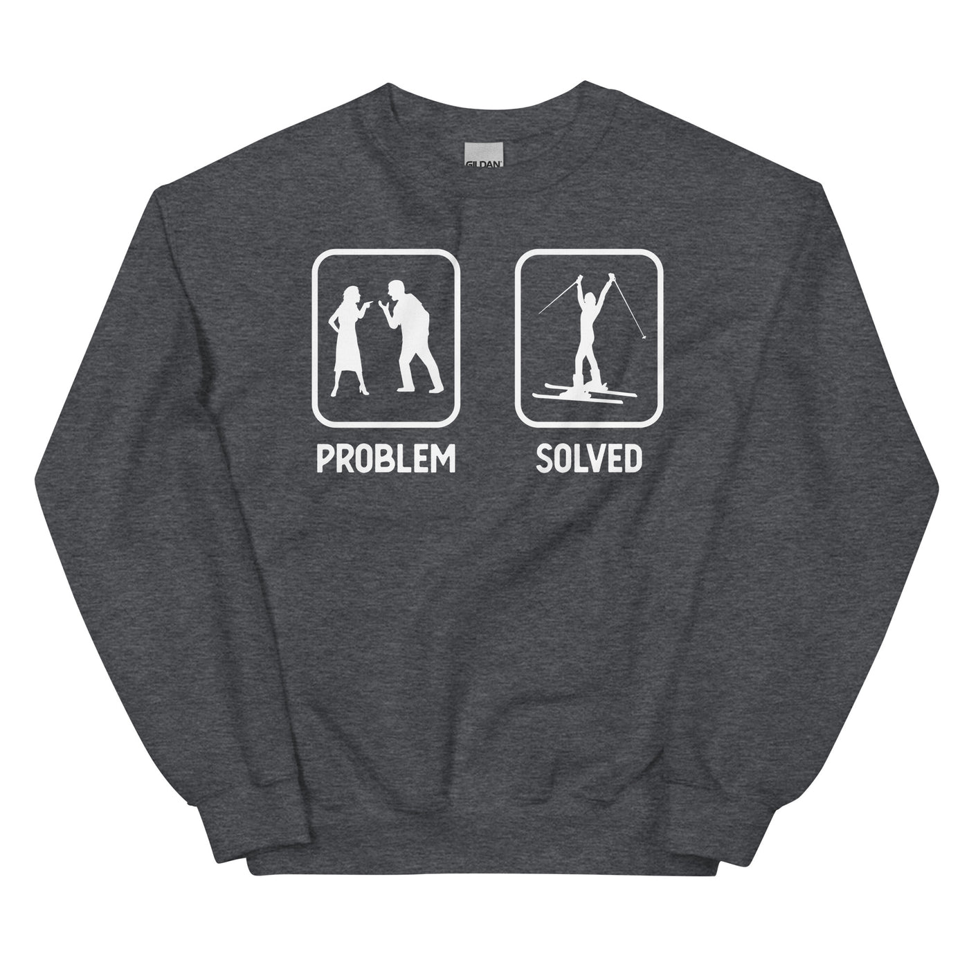 Problem Solved - Frau Skifahren - Sweatshirt (Unisex) klettern ski xxx yyy zzz Dark Heather
