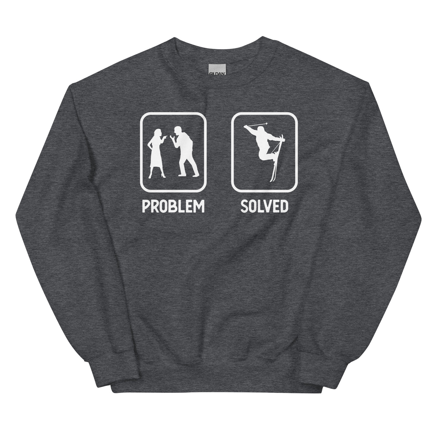 Problem Solved - Mann Skifahren - Sweatshirt (Unisex) klettern ski xxx yyy zzz Dark Heather