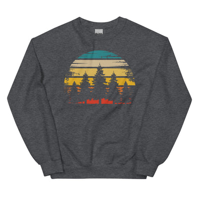 Retro Sonne und Bäume - Sweatshirt (Unisex) camping xxx yyy zzz Dark Heather