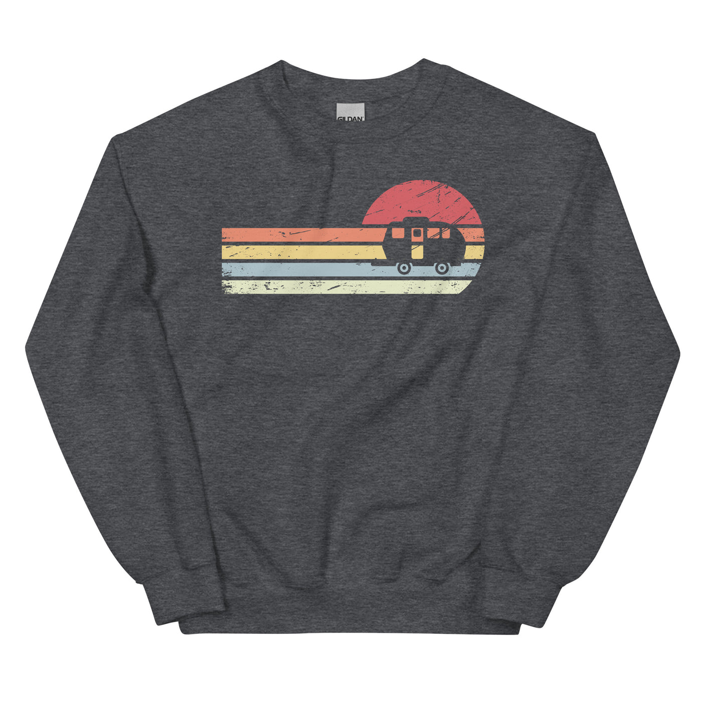 Sonne und Retro Linies - Camping Caravan - Sweatshirt (Unisex) camping xxx yyy zzz Dark Heather