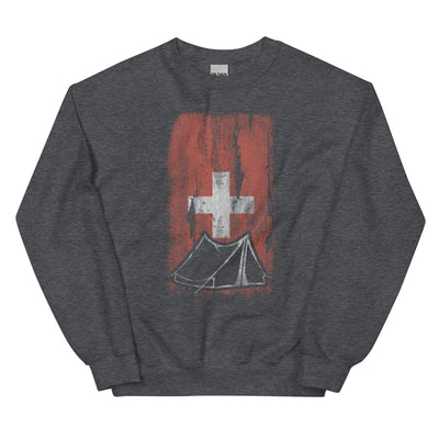 Schweizer Flagge 1 und Camping - Sweatshirt (Unisex) camping xxx yyy zzz Dark Heather