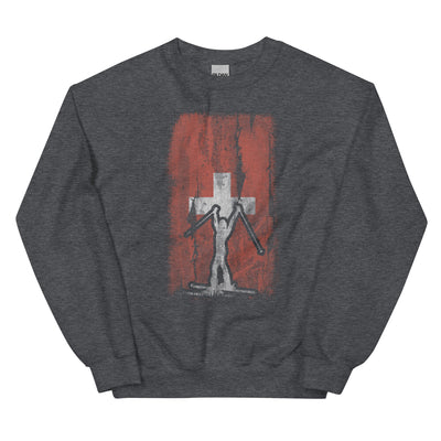 Schweizer Flagge 1 und Skifahren - Sweatshirt (Unisex) klettern ski xxx yyy zzz Dark Heather