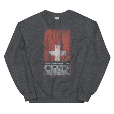 Schweizer Flagge und Camping - Sweatshirt (Unisex) camping xxx yyy zzz Dark Heather