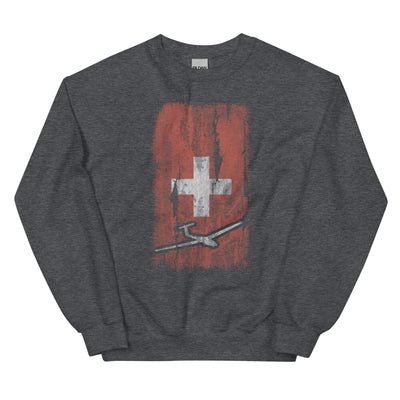 Schweizer Flagge und Segelflugzeug - Sweatshirt (Unisex) berge xxx yyy zzz Dark Heather