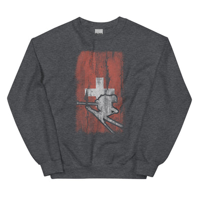 Schweizer Flagge und Skifahren - Sweatshirt (Unisex) klettern ski xxx yyy zzz Dark Heather