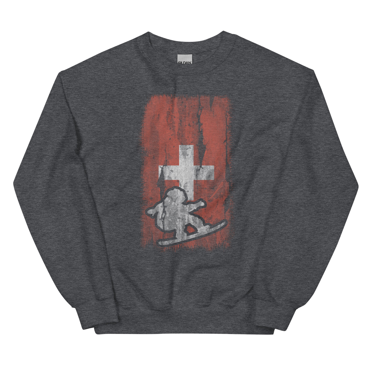 Schweizer Flagge und Snowboarding - Sweatshirt (Unisex) snowboarden xxx yyy zzz Dark Heather