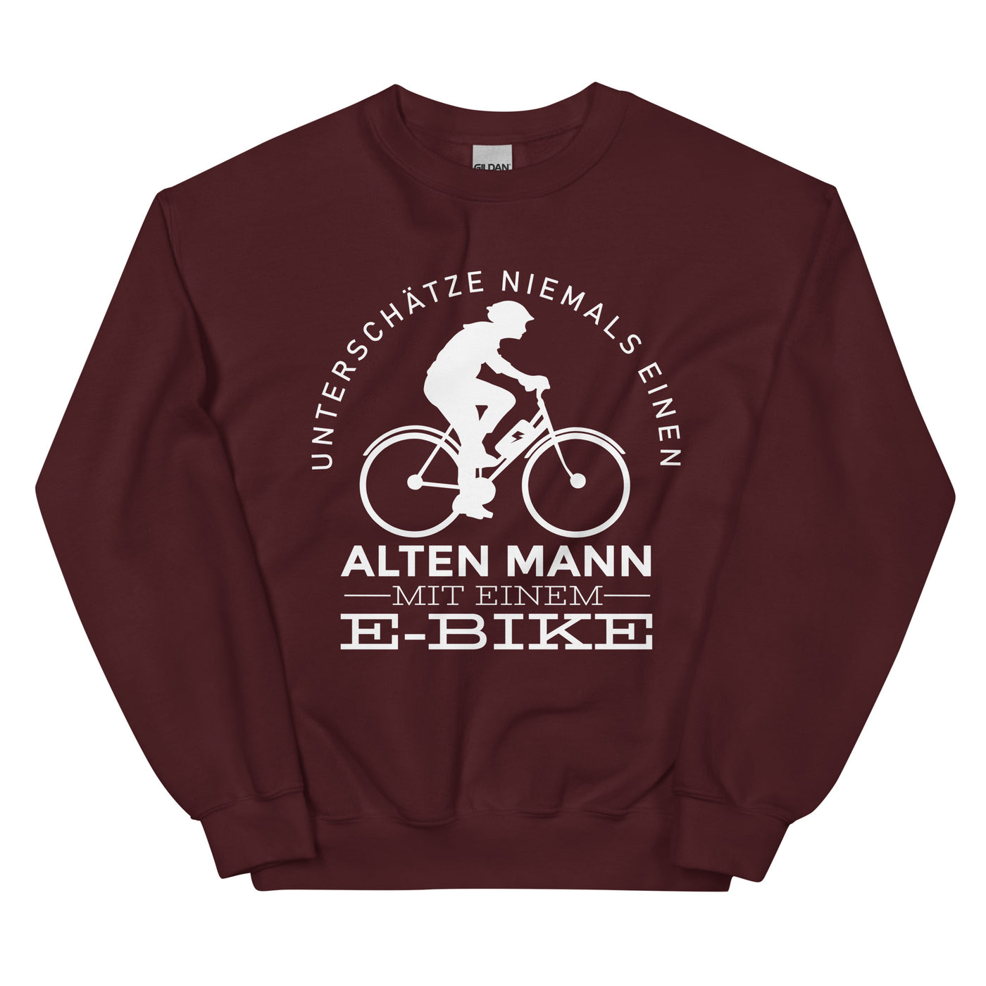 Alter Mann Mit Einem E-Bike - Sweatshirt (Unisex) e-bike Maroon