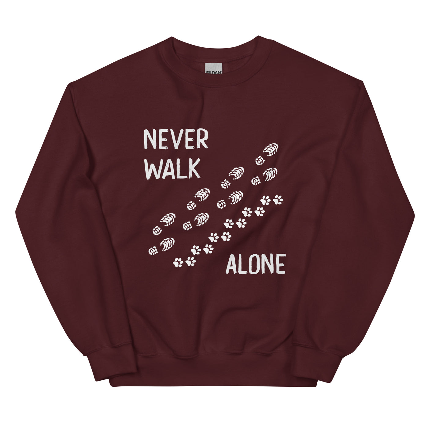 Never Walk Alone - Sweatshirt (Unisex) wandern Maroon