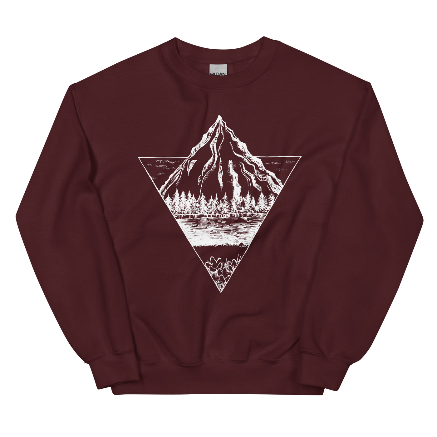 Berg - Geometrisch - Sweatshirt (Unisex) berge wandern Maroon