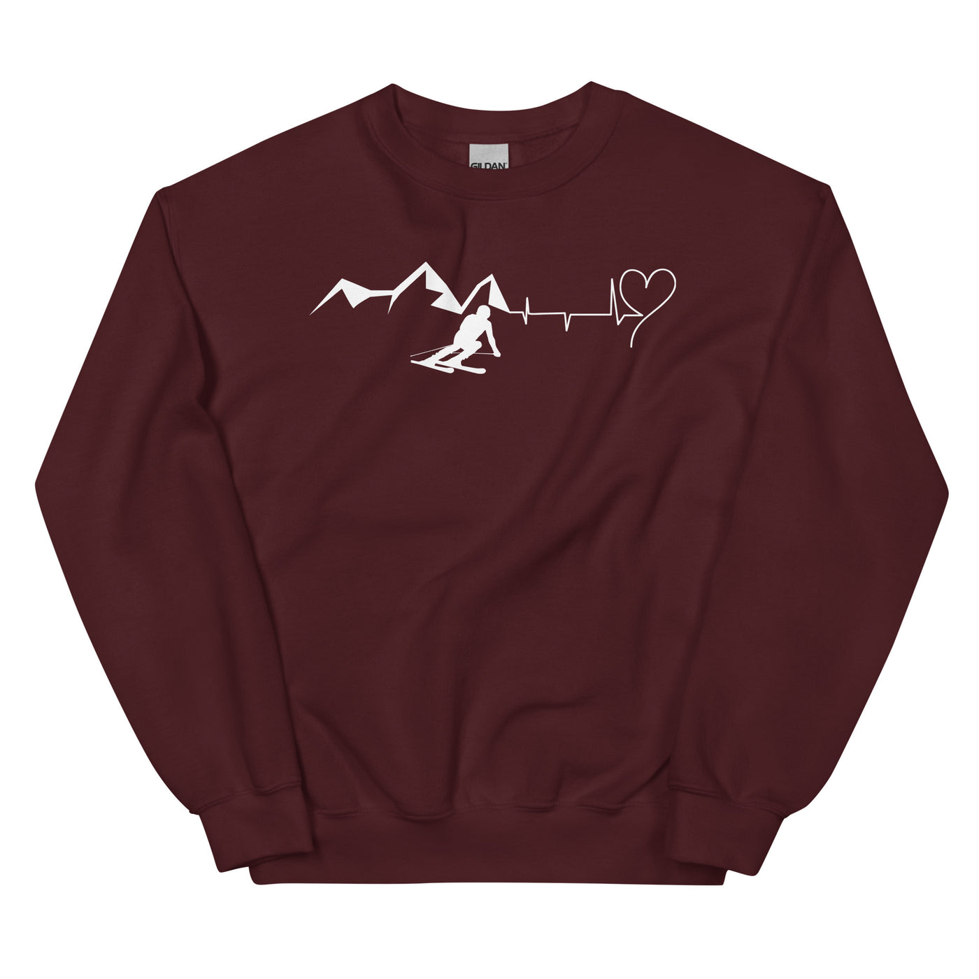Heart - Heartbeat - Mountain - Skiing - Sweatshirt (Unisex) ski Maroon
