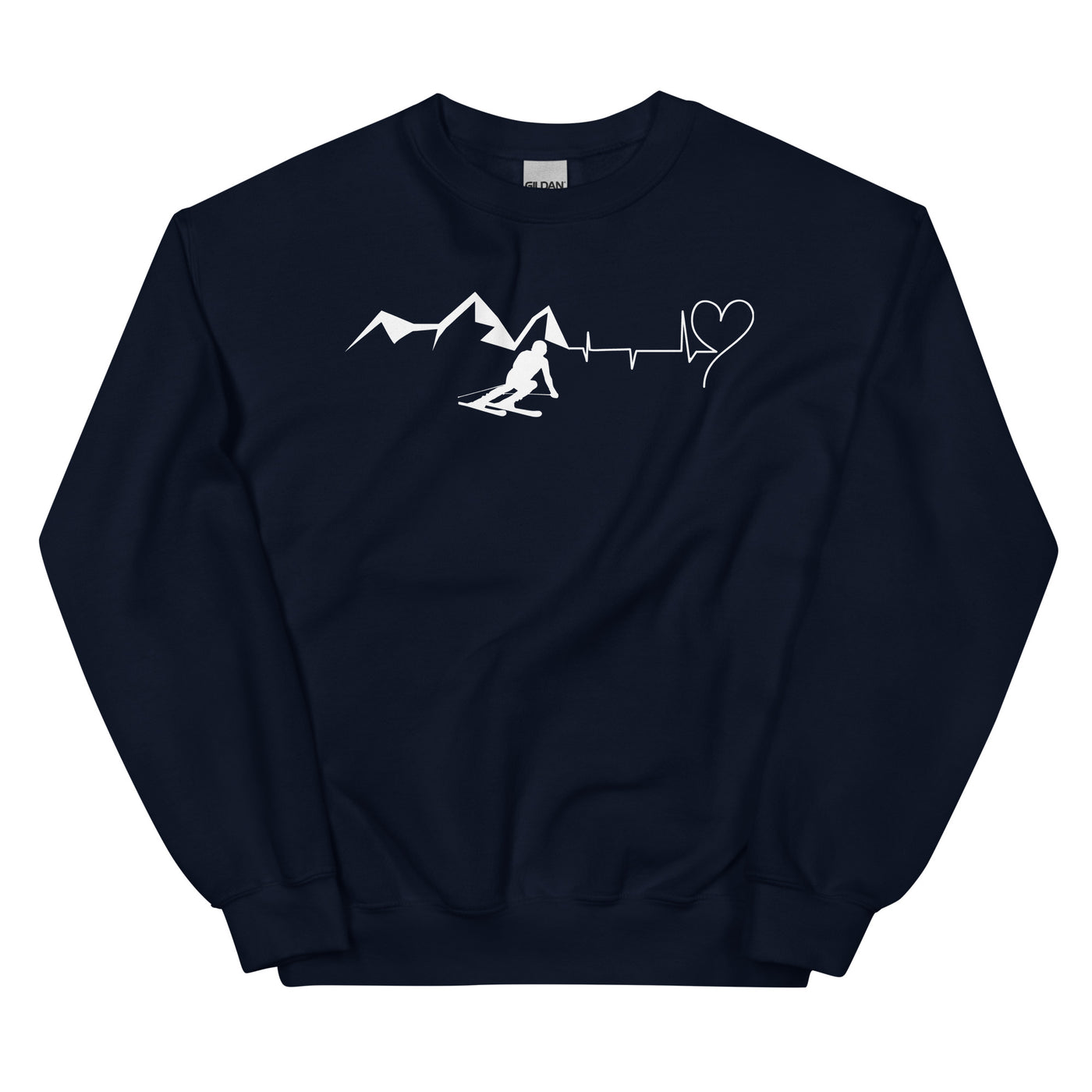 Heart - Heartbeat - Mountain - Skiing - Sweatshirt (Unisex) ski Navy
