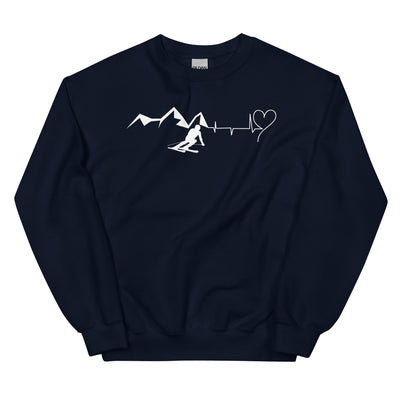 Heart - Heartbeat - Mountain - Skiing - Sweatshirt (Unisex) ski Navy