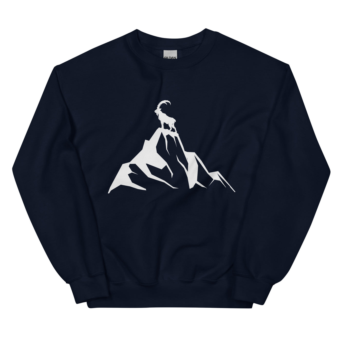 Steinbock_am_Berg_-_(B.W) - Unisex Crew Neck Sweatshirt | Gildan 18000 wandern xxx yyy zzz Navy