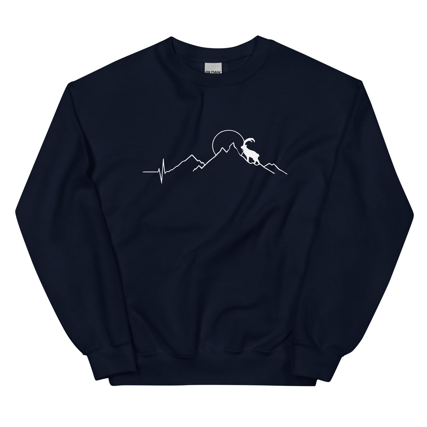 Steinbock_und_Berg_-_(B.W) - Sweatshirt (Unisex) berge wandern xxx yyy zzz Navy