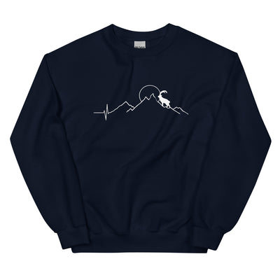 Steinbock_und_Berg_-_(B.W) - Sweatshirt (Unisex) berge wandern xxx yyy zzz Navy