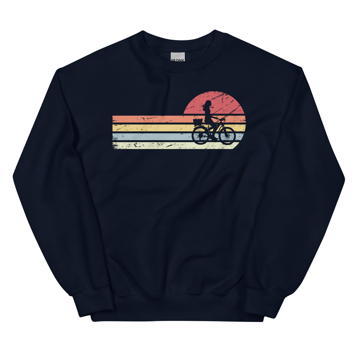 Sonne und Retro Linies - Frau Radfahren - - Sweatshirt (Unisex) fahrrad xxx yyy zzz Navy