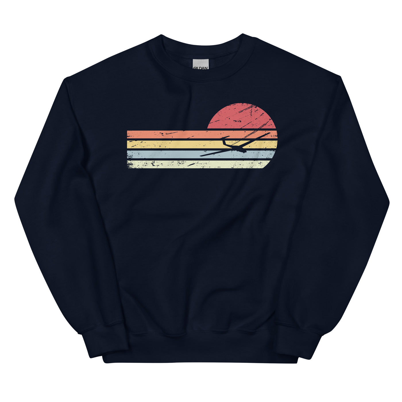 Sonne und Retro Linies - Segelflugzeug - Sweatshirt (Unisex) berge xxx yyy zzz Navy