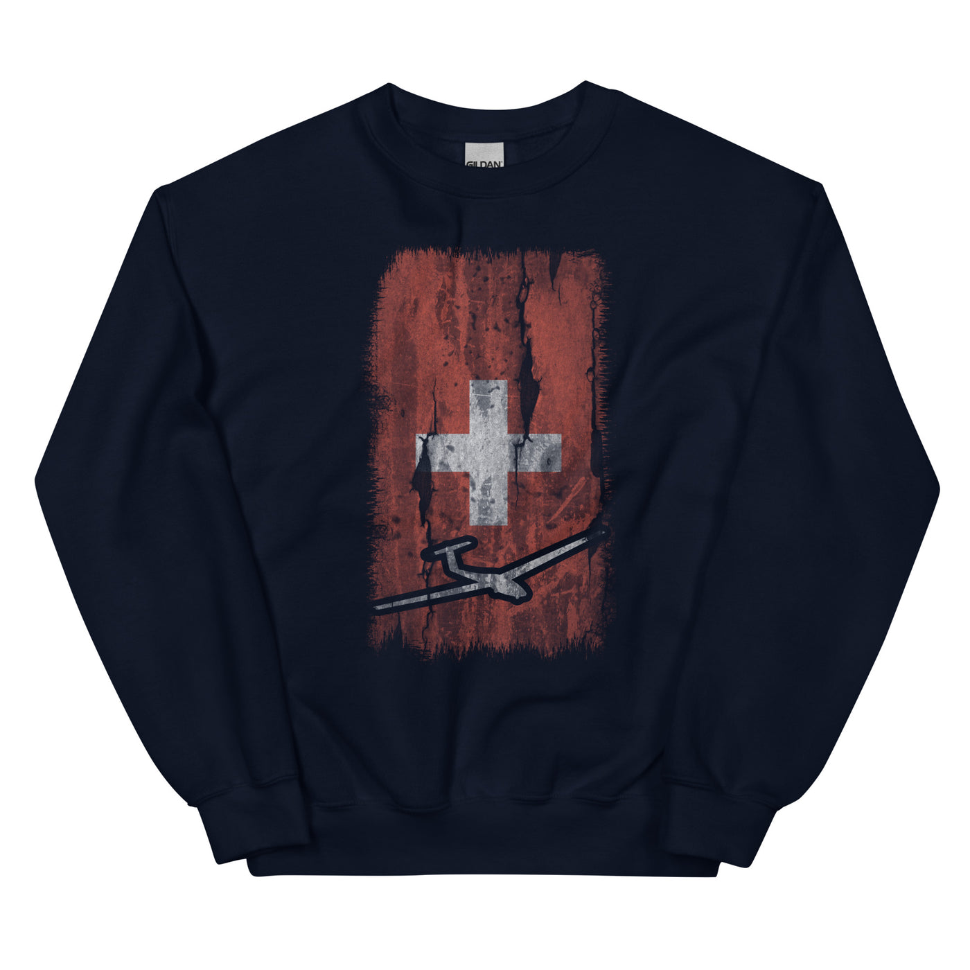 Schweizer Flagge und Segelflugzeug - Sweatshirt (Unisex) berge xxx yyy zzz Navy