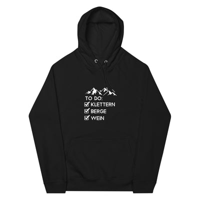 To Do Liste - Klettern, Berge, Wein - Unisex Premium Organic Hoodie klettern xxx yyy zzz Black