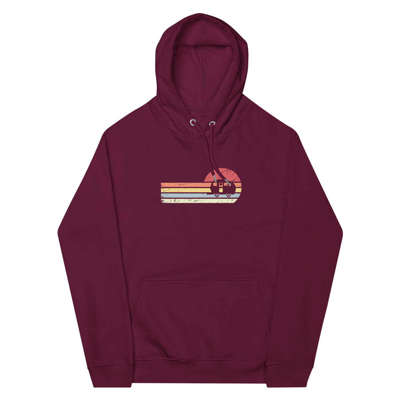 Sonne und Retro Linies - Camping Caravan - (C) - Unisex Eco Raglan Hoodie | SOL'S 03568