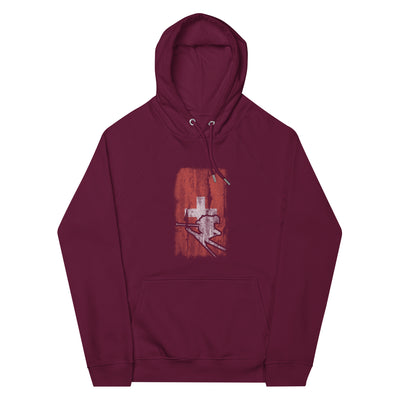 Schweizer Flagge und Skifahren - Unisex Premium Organic Hoodie klettern ski xxx yyy zzz Burgundy