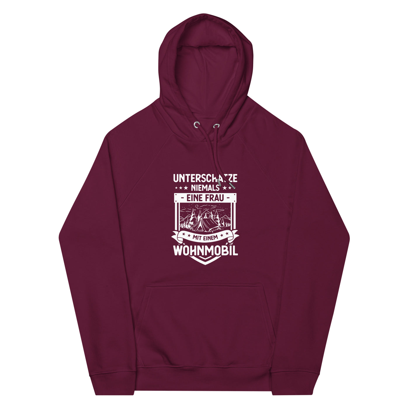 Unterschatze Niemals Eine Frau Mit Einem Wohnmobil - Unisex Premium Organic Hoodie camping xxx yyy zzz Burgundy