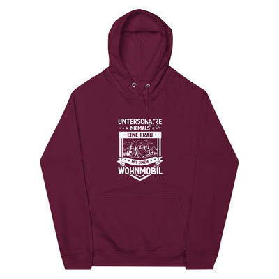 Unterschatze Niemals Eine Frau Mit Einem Wohnmobil - Unisex Premium Organic Hoodie camping xxx yyy zzz Burgundy