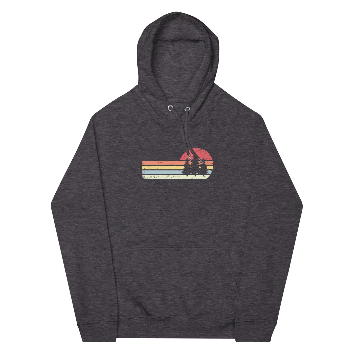 Sonne und Retro Linies - Bäume - Unisex Premium Organic Hoodie camping xxx yyy zzz Charcoal Melange