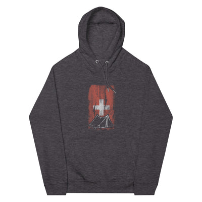 Schweizer Flagge 1 und Camping - Unisex Premium Organic Hoodie camping xxx yyy zzz Charcoal Melange