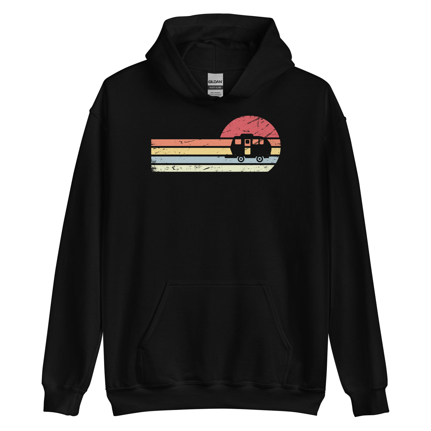 Sonne und Retro Linies - Camping Caravan - Unisex Hoodie camping xxx yyy zzz Black