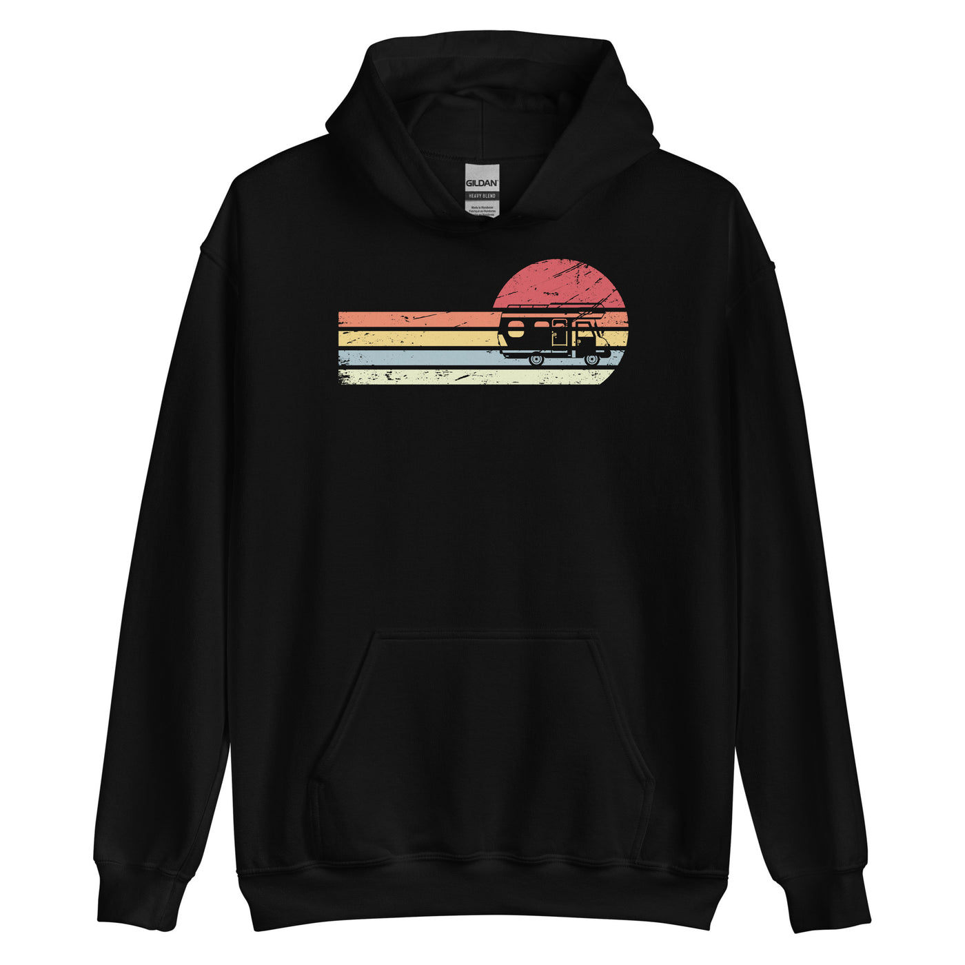 Sonne und Retro Linies - Camping Van - Unisex Hoodie camping xxx yyy zzz Black