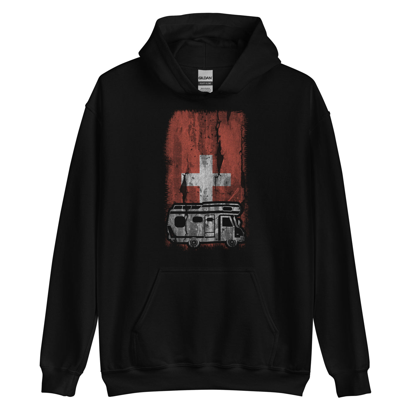 Schweizer Flagge und Camping - Unisex Hoodie camping xxx yyy zzz Black