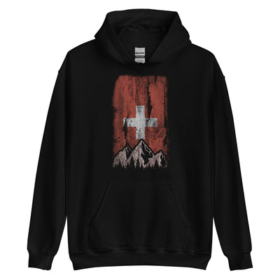 Schweizer Flagge und Berge - Unisex Hoodie berge xxx yyy zzz Black