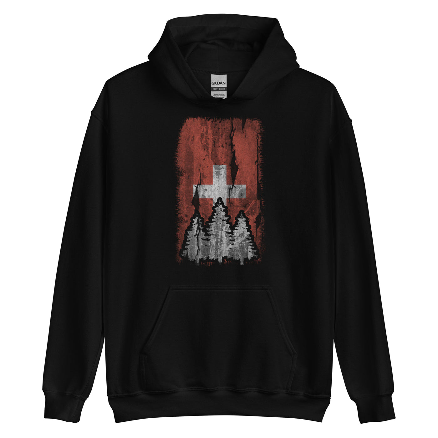 Schweizer Flagge und Baum - Unisex Hoodie camping xxx yyy zzz Black