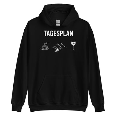 Tagesplan_Kaffee,_Ski_und_Wein_-_ - Unisex Heavy Blend Hoodie | Gildan 18500 klettern ski xxx yyy zzz Black