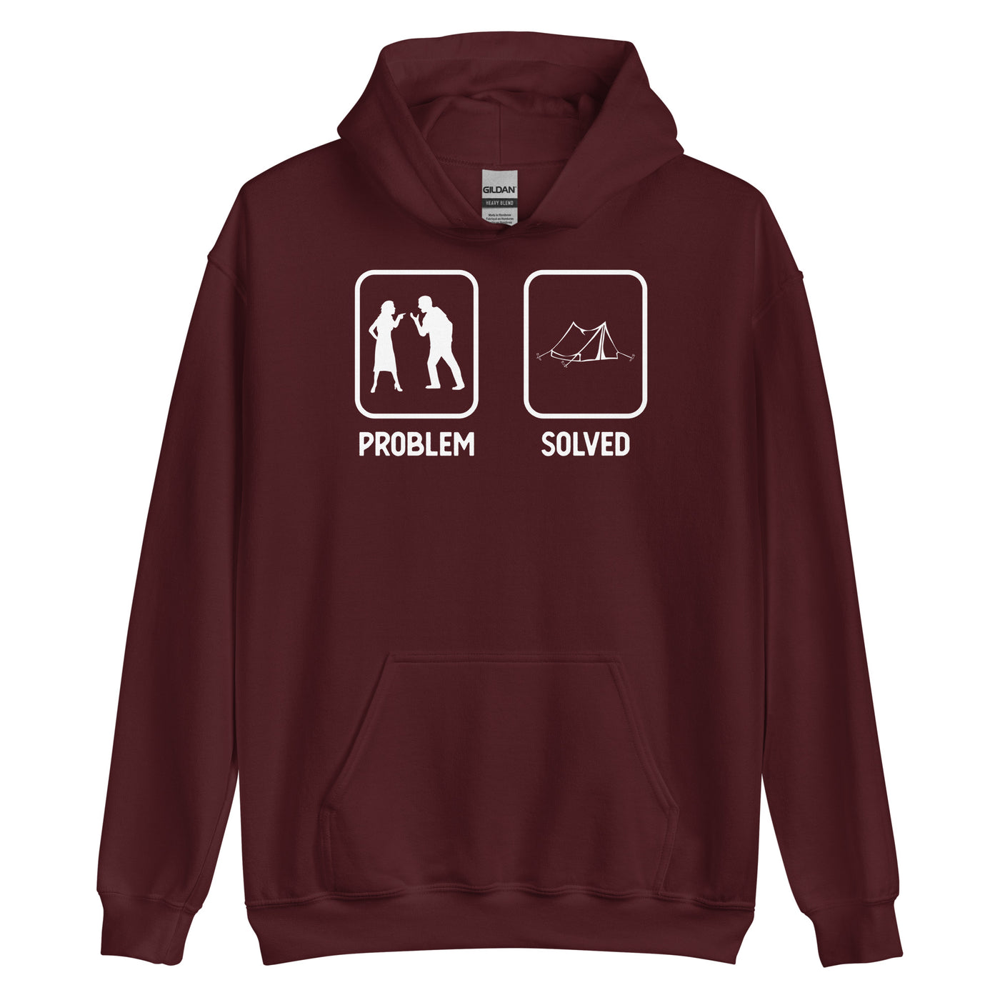 Problem Solved - Camping Tent - Unisex Hoodie camping xxx yyy zzz Maroon