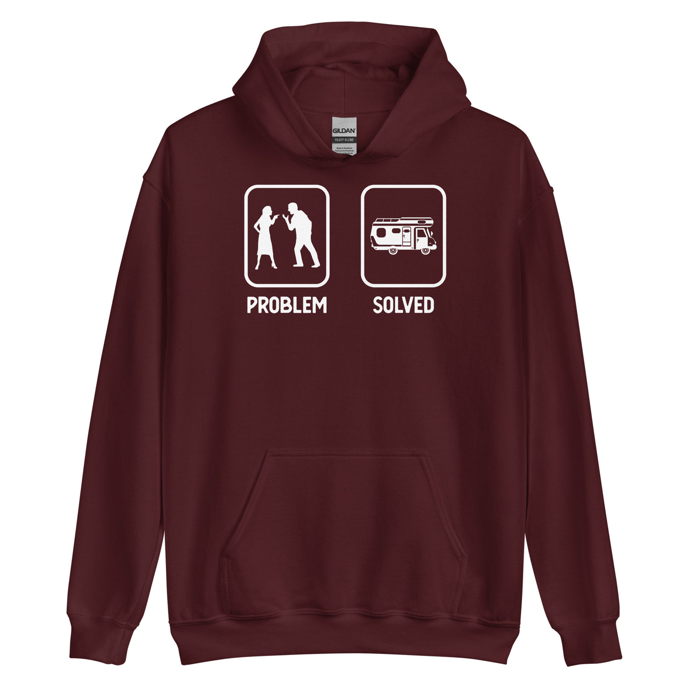Problem Solved - Camping Van - Unisex Hoodie camping xxx yyy zzz Maroon