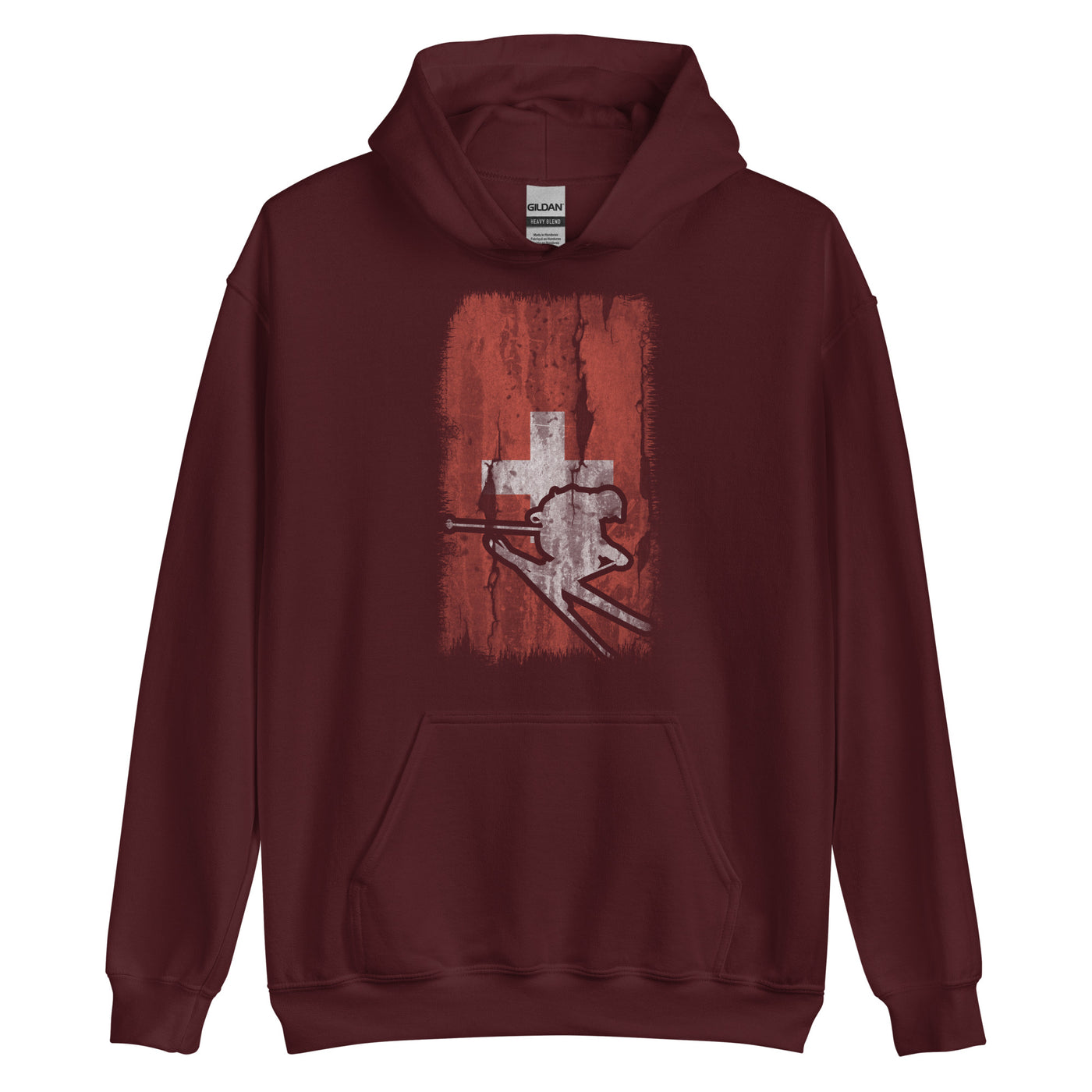 Schweizer Flagge und Skifahren - Unisex Hoodie klettern ski xxx yyy zzz Maroon