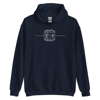 Gerade_Linie_-_Camping_Van_-_(C)_(2) - Unisex Heavy Blend Hoodie | Gildan 18500 camping xxx yyy zzz Navy