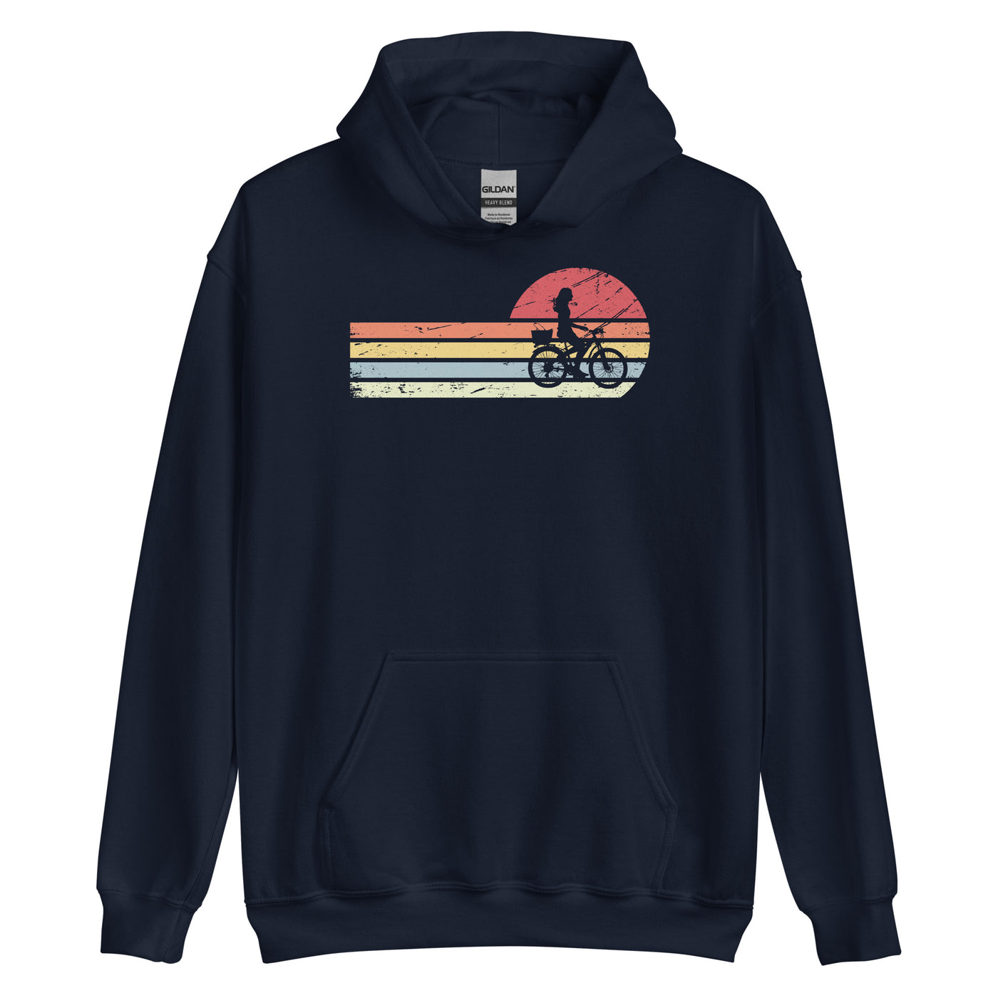 Sonne und Retro Linies - Frau Radfahren - - Unisex Hoodie fahrrad xxx yyy zzz Navy