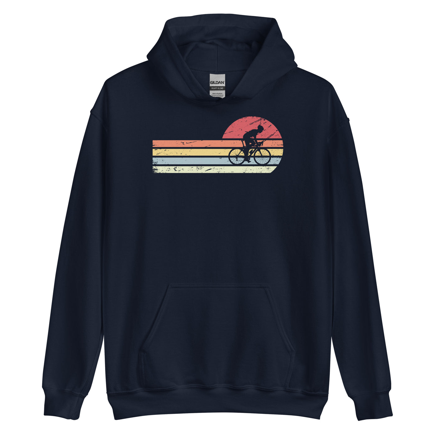 Sonne und Retro Linies - Man Radfahren - Unisex Hoodie fahrrad xxx yyy zzz Navy