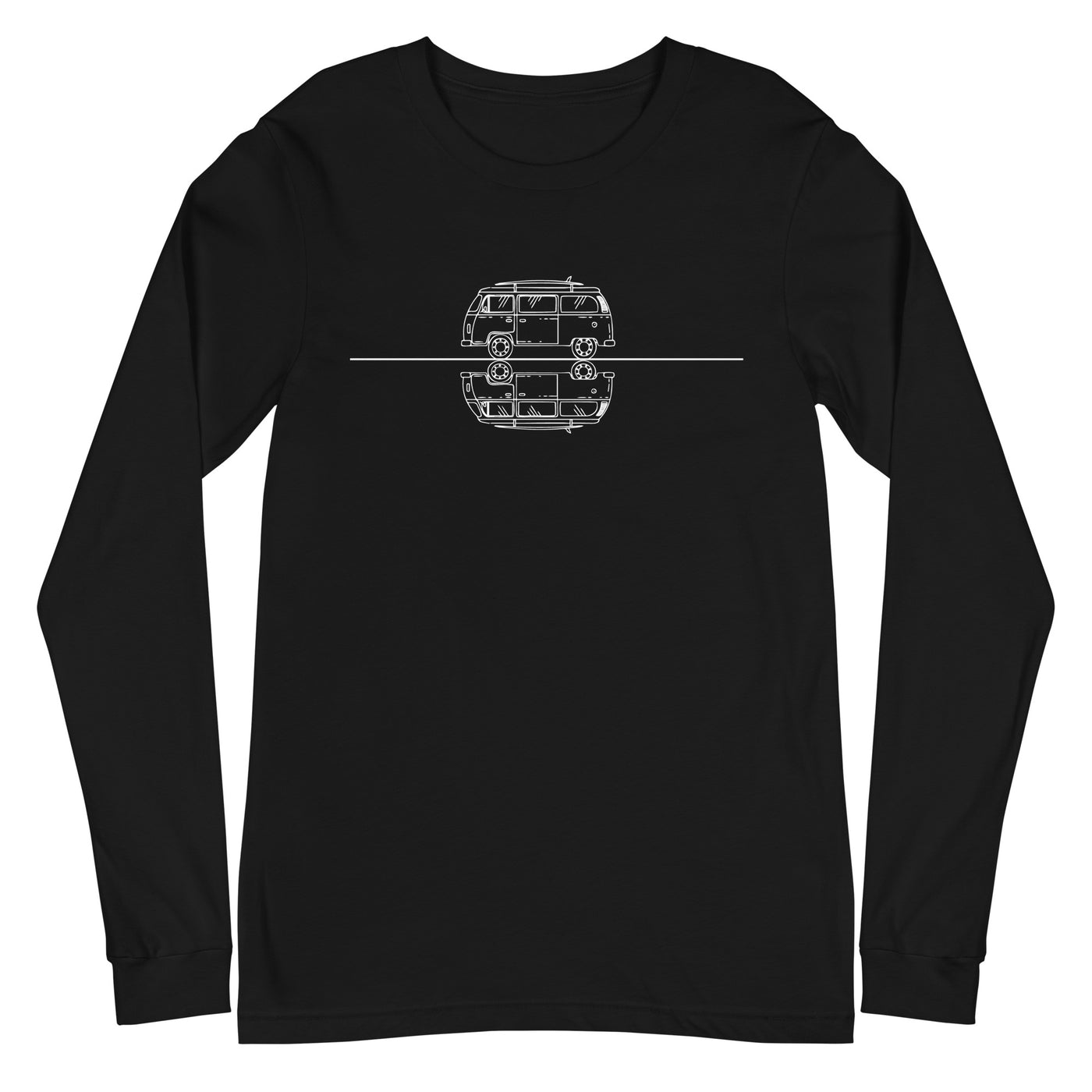 Gerade_Linie_-_Camping_Van_-_(C)_(2) - Unisex Long Sleeve Tee | Bella + Canvas 3501 camping xxx yyy zzz Black