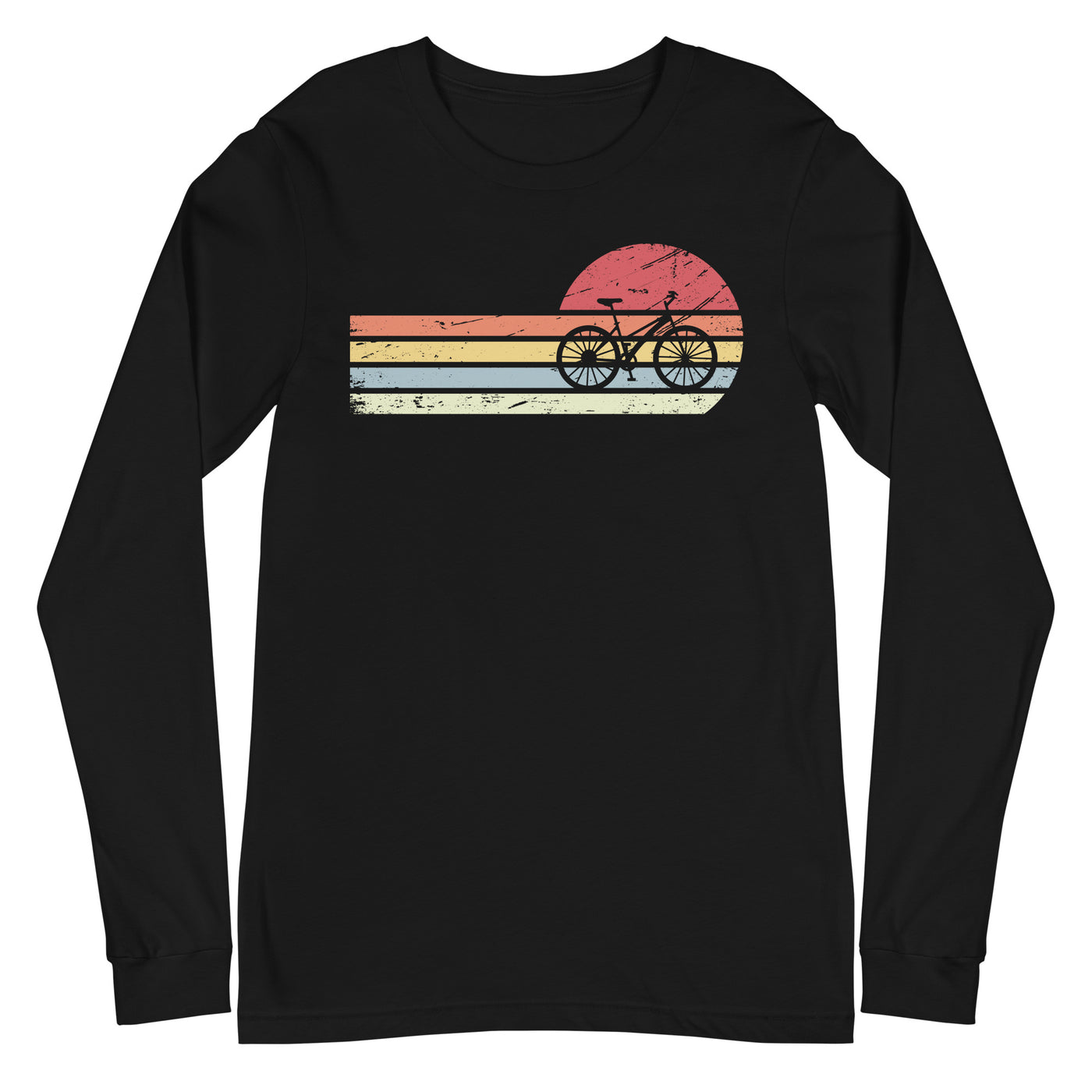 Sonne und Retro Linies - Radfahren - (F) - Unisex Long Sleeve Tee | Bella + Canvas 3501 xxx yyy zzz Black