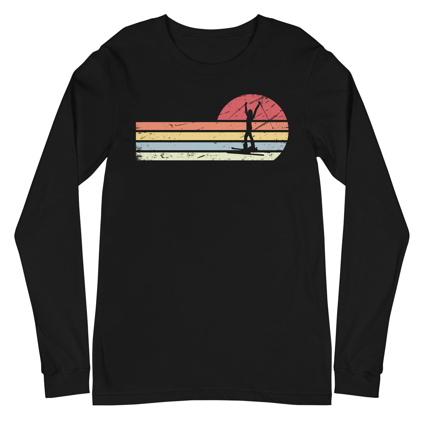 Sonne und Retro Linies - Frau Skifahren - - Unisex Long Sleeve Tee | Bella + Canvas 3501 klettern ski xxx yyy zzz Black