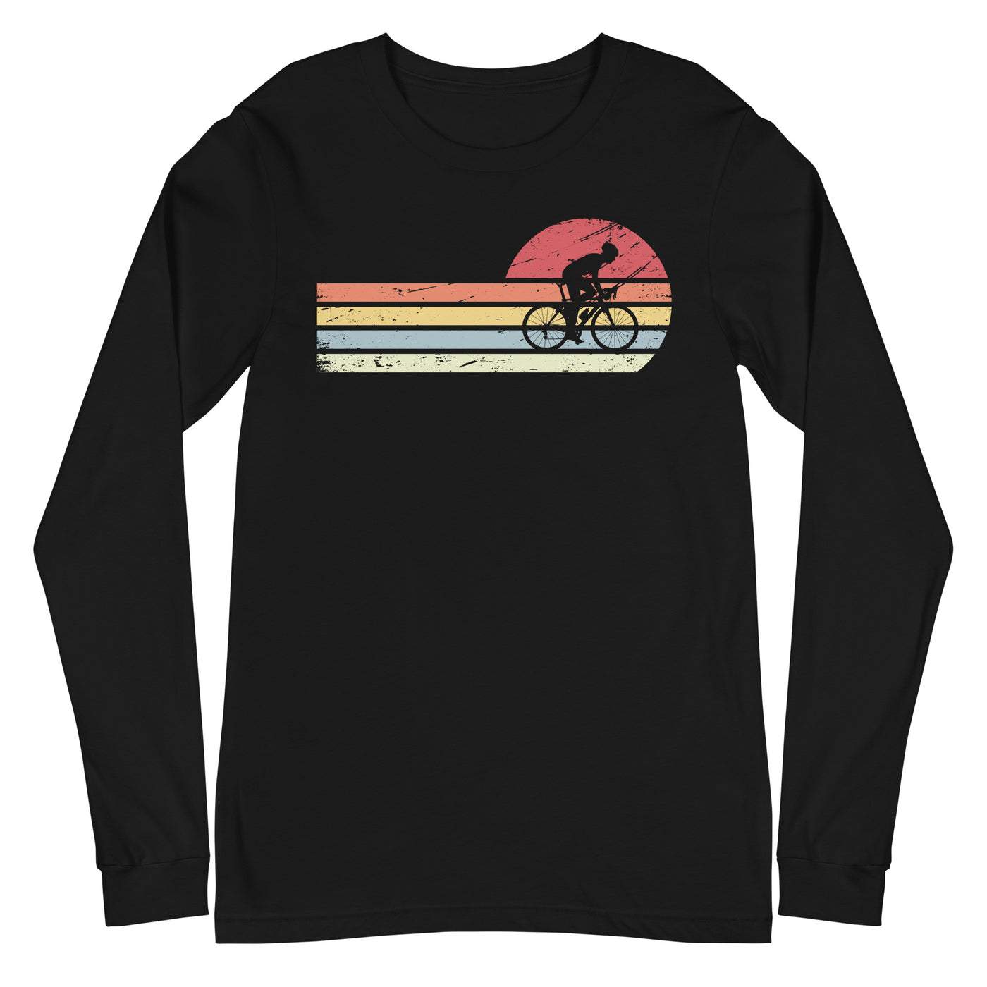 Sonne und Retro Linies - Man Radfahren - (F) - Unisex Long Sleeve Tee | Bella + Canvas 3501 xxx yyy zzz Black